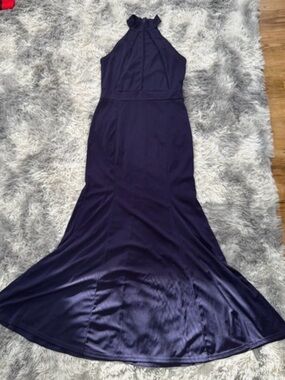 Elegant Navy Halter Maxi Dress